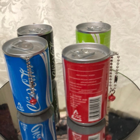 Mini Soda Can Wet Wipes Key Chain with Jingle Bell 3.25" x 1.25".  30 wipes. - Picture 2 of 7